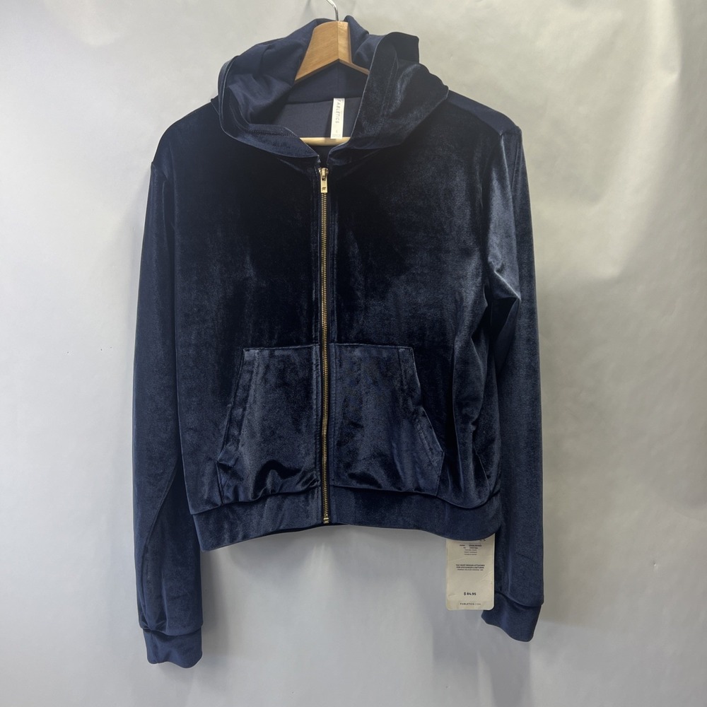 New Fabletics Donna Velour Full-zip Hoodie deep navy size S Small